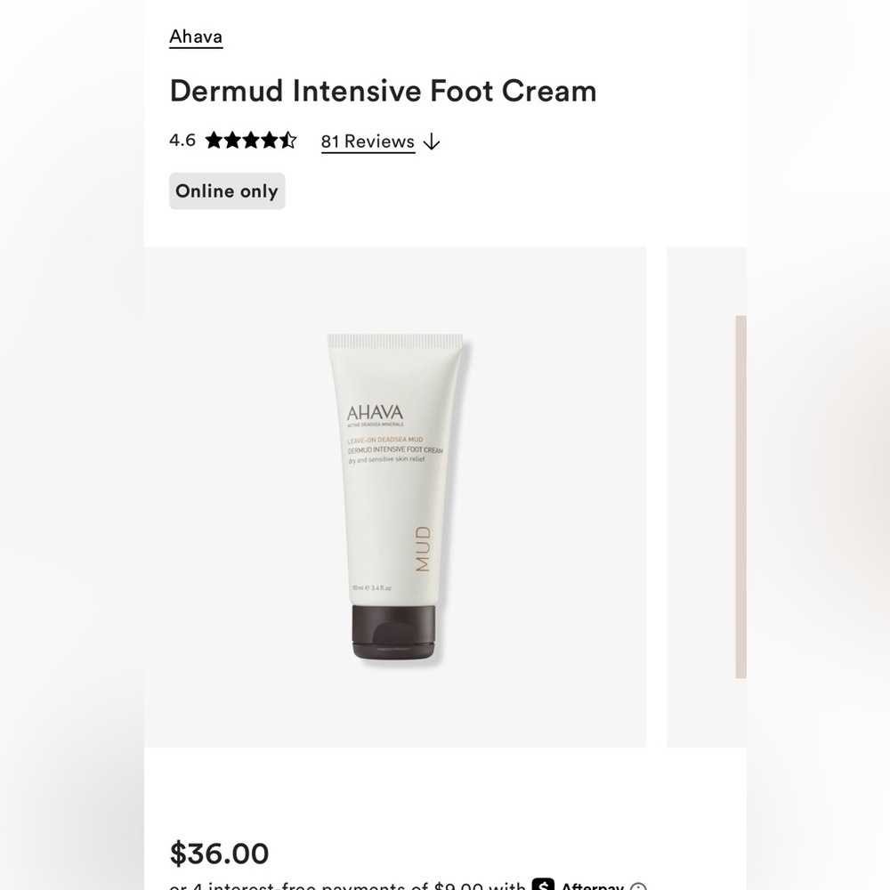 AHAVA Dermud Intensive Foot Cream | 3.4 oz | New